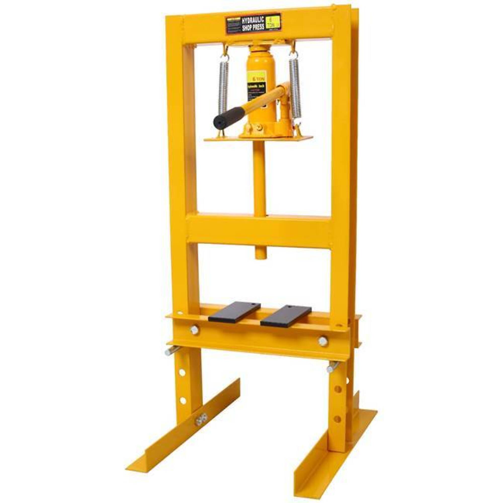 6 Ton Benchtop Hydraulic Shop Press, H-Frame with Press Plates, Yellow, BAC-W465P192092